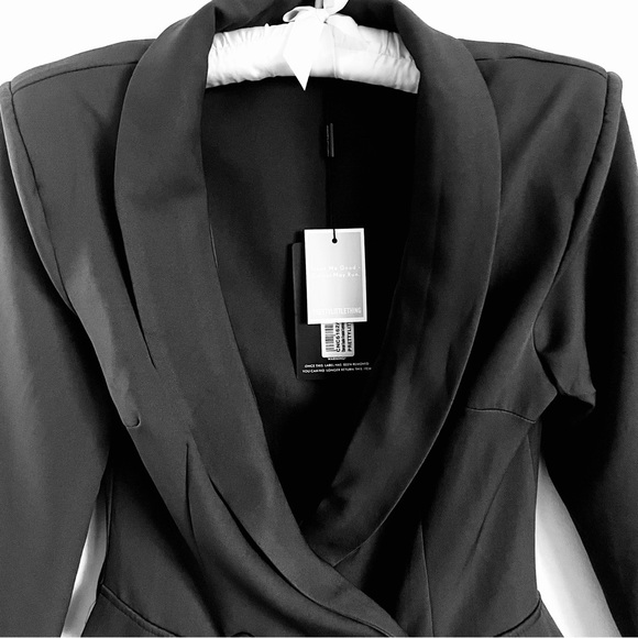 PrettyLittleThing Charcoal Double Breasted Asymmetric Hem Blazer Dress 6 NWT - Picture 5 of 7